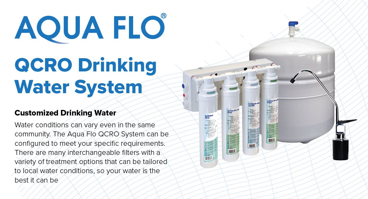 Aqua Flo QCRO4V-50 reverse osmosis system, NSF/ANSI 58 certified, installed for Central Illinois drinking water